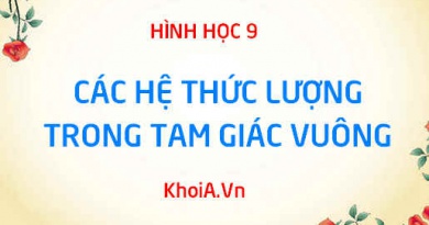 Hệ thức lượng trong tam giác vuông: Công thức cạnh và đường cao, cạnh và góc, tỉ số lượng giác - Hình học 9